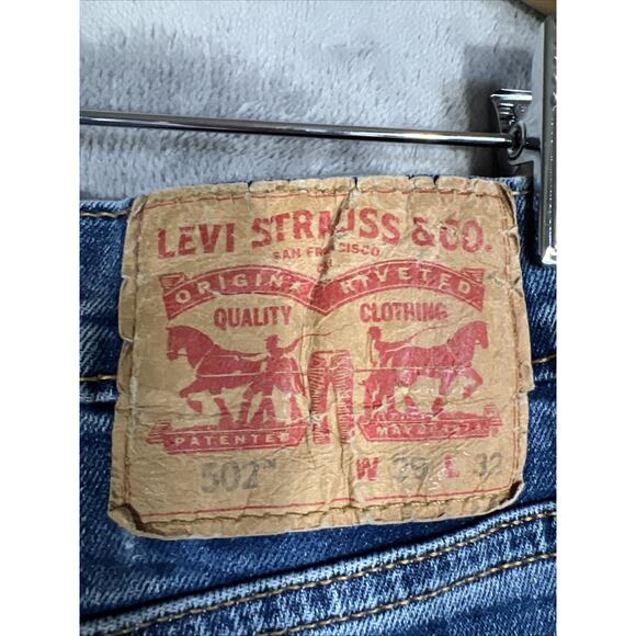 Levis 502 Jeans Mens 29x32 (29x30 actual) Blue Stretch Denim Slim Fit - Picture 3 of 13